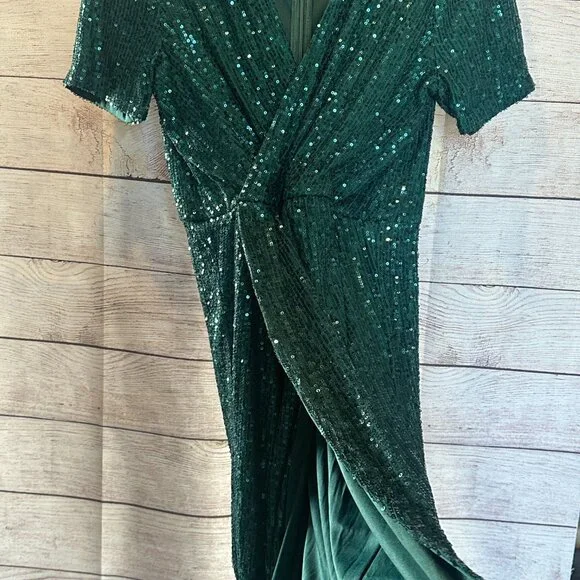 XL Baltic Born emerald green sequin mini wrap dress in Women's New without tags - Picture 3 of 10